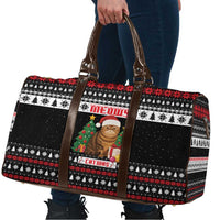 Meowy Catmas Travel Bag with Tabby Cat Santa Hat and Christmas Tree Gift Pattern Design - Wonder Print Shop