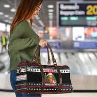 Meowy Catmas Travel Bag with Tabby Cat Santa Hat and Christmas Tree Gift Pattern Design - Wonder Print Shop