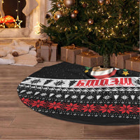 Meowy Catmas Tree Skirt with Tabby Cat Santa Hat and Christmas Tree Gift Pattern Design - Wonder Print Shop