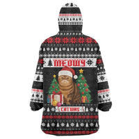 Meowy Catmas Wearable Blanket Hoodie with Tabby Cat Santa Hat and Christmas Tree Gift Pattern Design - Wonder Print Shop