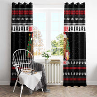 Meowy Catmas Window Curtain with Tabby Cat Santa Hat and Christmas Tree Gift Pattern Design - Wonder Print Shop