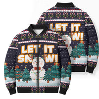 Let It Snow Christmas Bomber Puffer Jacket Funny Xmas Holiday Patterns - Wonder Print Shop