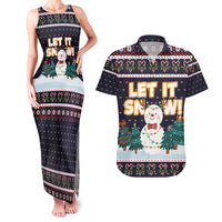 Let It Snow Christmas Couples Matching Tank Maxi Dress and Hawaiian Shirt Funny Xmas Holiday Patterns - Wonder Print Shop