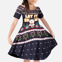 Let It Snow Christmas Kid Short Sleeve Dress Funny Xmas Holiday Patterns - Wonder Print Shop