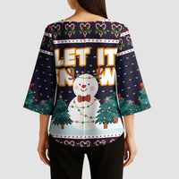 Let It Snow Christmas Kimono Sleeve Blouse Funny Xmas Holiday Patterns - Wonder Print Shop
