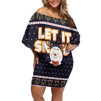 Let It Snow Christmas Off Shoulder Short Dress Funny Xmas Holiday Patterns - Wonder Print Shop