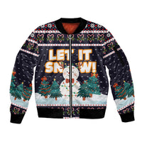 Let It Snow Christmas Sleeve Zip Bomber Jacket Funny Xmas Holiday Patterns - Wonder Print Shop