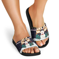 Let It Snow Christmas Slide Sandals Funny Xmas Holiday Patterns - Wonder Print Shop