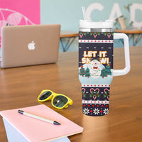 Let It Snow Christmas Tumbler With Handle Funny Xmas Holiday Patterns - Wonder Print Shop