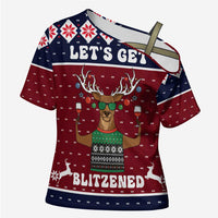 Lets Get Slouchy Christmas Cross Shoulder Shirt Funny Xmas Holiday Patterns - Wonder Print Shop