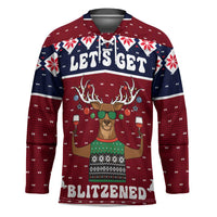 Lets Get Slouchy Christmas Hockey Jersey Funny Xmas Holiday Patterns - Wonder Print Shop