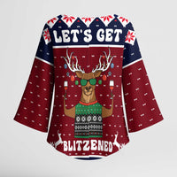 Lets Get Slouchy Christmas Kimono Sleeve Blouse Funny Xmas Holiday Patterns - Wonder Print Shop