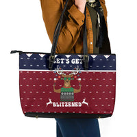 Lets Get Slouchy Christmas Leather Tote Bag Funny Xmas Holiday Patterns - Wonder Print Shop