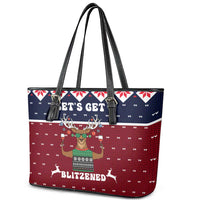 Lets Get Slouchy Christmas Leather Tote Bag Funny Xmas Holiday Patterns - Wonder Print Shop