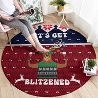 Lets Get Slouchy Christmas Round Carpet Funny Xmas Holiday Patterns - Wonder Print Shop
