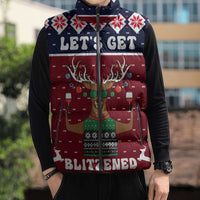 Lets Get Slouchy Christmas Sleeveless Puffer Jacket Funny Xmas Holiday Patterns - Wonder Print Shop