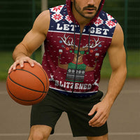 Lets Get Slouchy Christmas Sleeveless Zip Hoodie Funny Xmas Holiday Patterns - Wonder Print Shop
