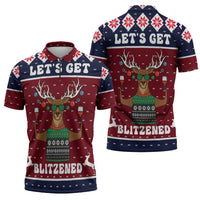 Lets Get Slouchy Christmas Zipper Polo Shirt Funny Xmas Holiday Patterns - Wonder Print Shop