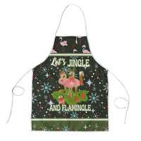 Lets Jingle And Flamingle Christmas Apron Funny Xmas Holiday Patterns - Wonder Print Shop