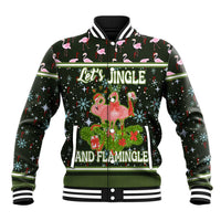 Lets Jingle And Flamingle Christmas Baseball Jacket Funny Xmas Holiday Patterns - Wonder Print Shop