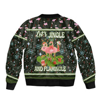 Lets Jingle And Flamingle Christmas Bomber Jacket Funny Xmas Holiday Patterns - Wonder Print Shop