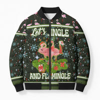 Lets Jingle And Flamingle Christmas Bomber Puffer Jacket Funny Xmas Holiday Patterns - Wonder Print Shop