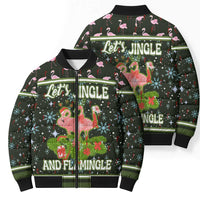 Lets Jingle And Flamingle Christmas Bomber Puffer Jacket Funny Xmas Holiday Patterns - Wonder Print Shop
