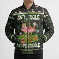 Lets Jingle And Flamingle Christmas Bomber Puffer Jacket Funny Xmas Holiday Patterns - Wonder Print Shop
