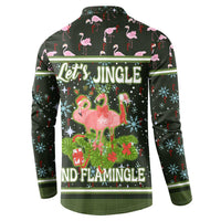 Lets Jingle And Flamingle Christmas Button Sweatshirt Funny Xmas Holiday Patterns - Wonder Print Shop