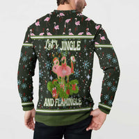 Lets Jingle And Flamingle Christmas Button Sweatshirt Funny Xmas Holiday Patterns - Wonder Print Shop