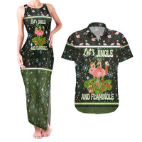 Lets Jingle And Flamingle Christmas Couples Matching Tank Maxi Dress and Hawaiian Shirt Funny Xmas Holiday Patterns - Wonder Print Shop