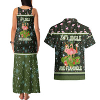 Lets Jingle And Flamingle Christmas Couples Matching Tank Maxi Dress and Hawaiian Shirt Funny Xmas Holiday Patterns - Wonder Print Shop