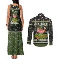 Lets Jingle And Flamingle Christmas Couples Matching Tank Maxi Dress and Long Sleeve Button Shirt Funny Xmas Holiday Patterns - Wonder Print Shop