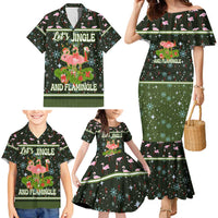 Lets Jingle And Flamingle Christmas Family Matching Mermaid Dress and Hawaiian Shirt Funny Xmas Holiday Patterns - Wonder Print Shop