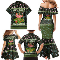 Lets Jingle And Flamingle Christmas Family Matching Mermaid Dress and Hawaiian Shirt Funny Xmas Holiday Patterns - Wonder Print Shop