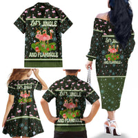 Lets Jingle And Flamingle Christmas Family Matching Off The Shoulder Long Sleeve Dress and Hawaiian Shirt Funny Xmas Holiday Patterns - Wonder Print Shop