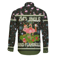 Lets Jingle And Flamingle Christmas Family Matching Off Shoulder Short Dress and Hawaiian Shirt Funny Xmas Holiday Patterns - Wonder Print Shop