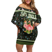 Lets Jingle And Flamingle Christmas Family Matching Off Shoulder Short Dress and Hawaiian Shirt Funny Xmas Holiday Patterns - Wonder Print Shop