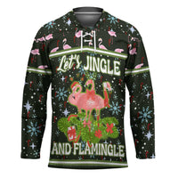 Lets Jingle And Flamingle Christmas Hockey Jersey Funny Xmas Holiday Patterns - Wonder Print Shop