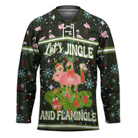 Lets Jingle And Flamingle Christmas Hockey Jersey Funny Xmas Holiday Patterns - Wonder Print Shop