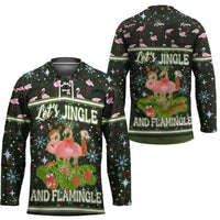 Lets Jingle And Flamingle Christmas Hockey Jersey Funny Xmas Holiday Patterns - Wonder Print Shop