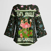 Lets Jingle And Flamingle Christmas Kimono Sleeve Blouse Funny Xmas Holiday Patterns - Wonder Print Shop
