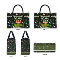 Lets Jingle And Flamingle Christmas Leather Bag Funny Xmas Holiday Patterns - Wonder Print Shop