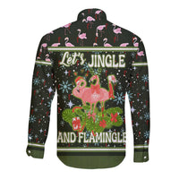 Lets Jingle And Flamingle Christmas Long Sleeve Button Shirt Funny Xmas Holiday Patterns - Wonder Print Shop