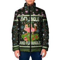 Lets Jingle And Flamingle Christmas Padded Jacket Funny Xmas Holiday Patterns - Wonder Print Shop