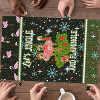Lets Jingle And Flamingle Christmas Puzzle Funny Xmas Holiday Patterns - Wonder Print Shop