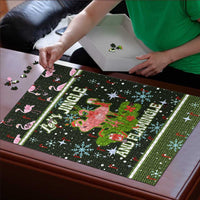 Lets Jingle And Flamingle Christmas Puzzle Funny Xmas Holiday Patterns - Wonder Print Shop