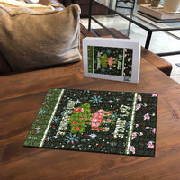 Lets Jingle And Flamingle Christmas Puzzle Funny Xmas Holiday Patterns - Wonder Print Shop