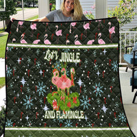 Lets Jingle And Flamingle Christmas Quilt Funny Xmas Holiday Patterns - Wonder Print Shop