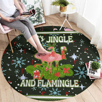 Lets Jingle And Flamingle Christmas Round Carpet Funny Xmas Holiday Patterns - Wonder Print Shop